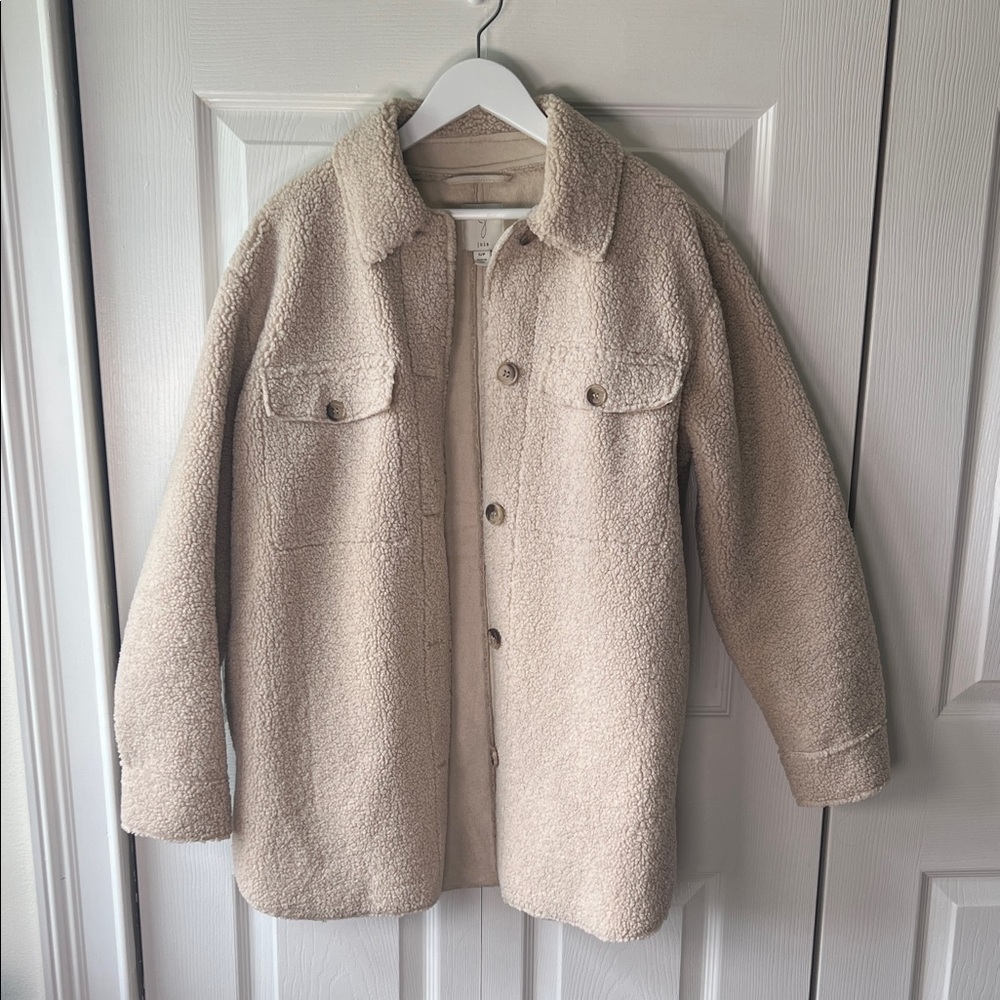 Joie Beige Sherpa Shirt Jacket